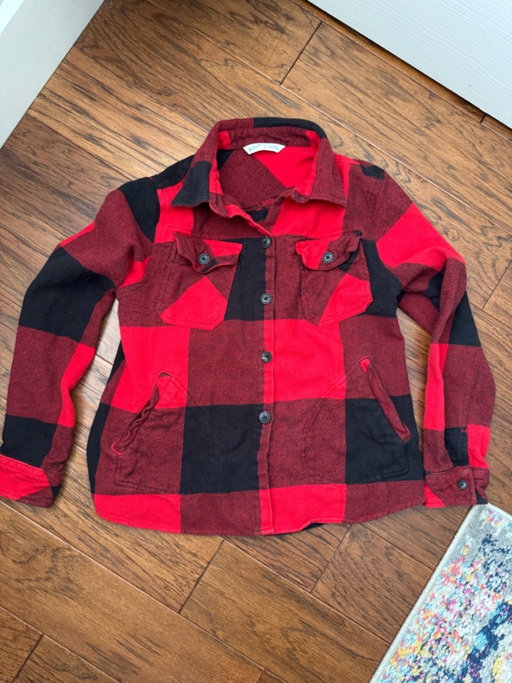 Woolrich Buffalo Plaid Jacket Red Black Button Up Women’s Petite Small